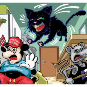 Chat noir VS rats - Carte Postale (format A6)