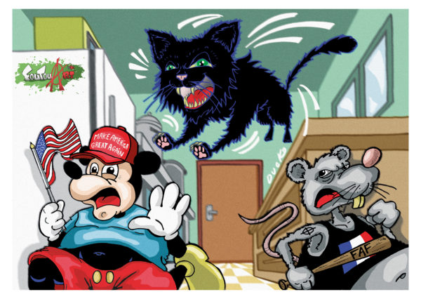 Chat noir VS rats - Carte Postale (format A6)