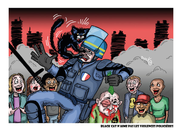 Black Cat n'aime pas les violences policières - Carte Postale (format A6)