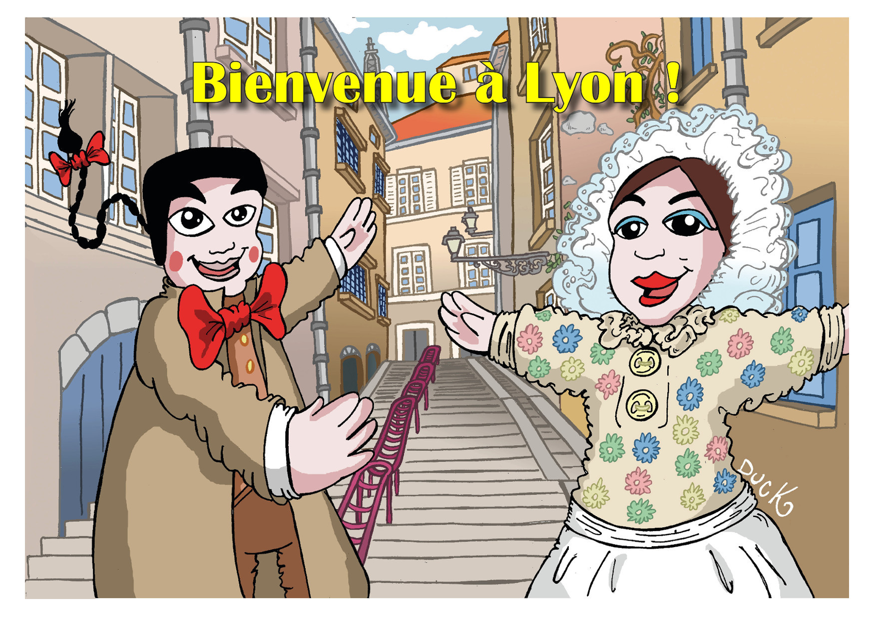Carte postale : Bienvenue à Lyon (format A6)