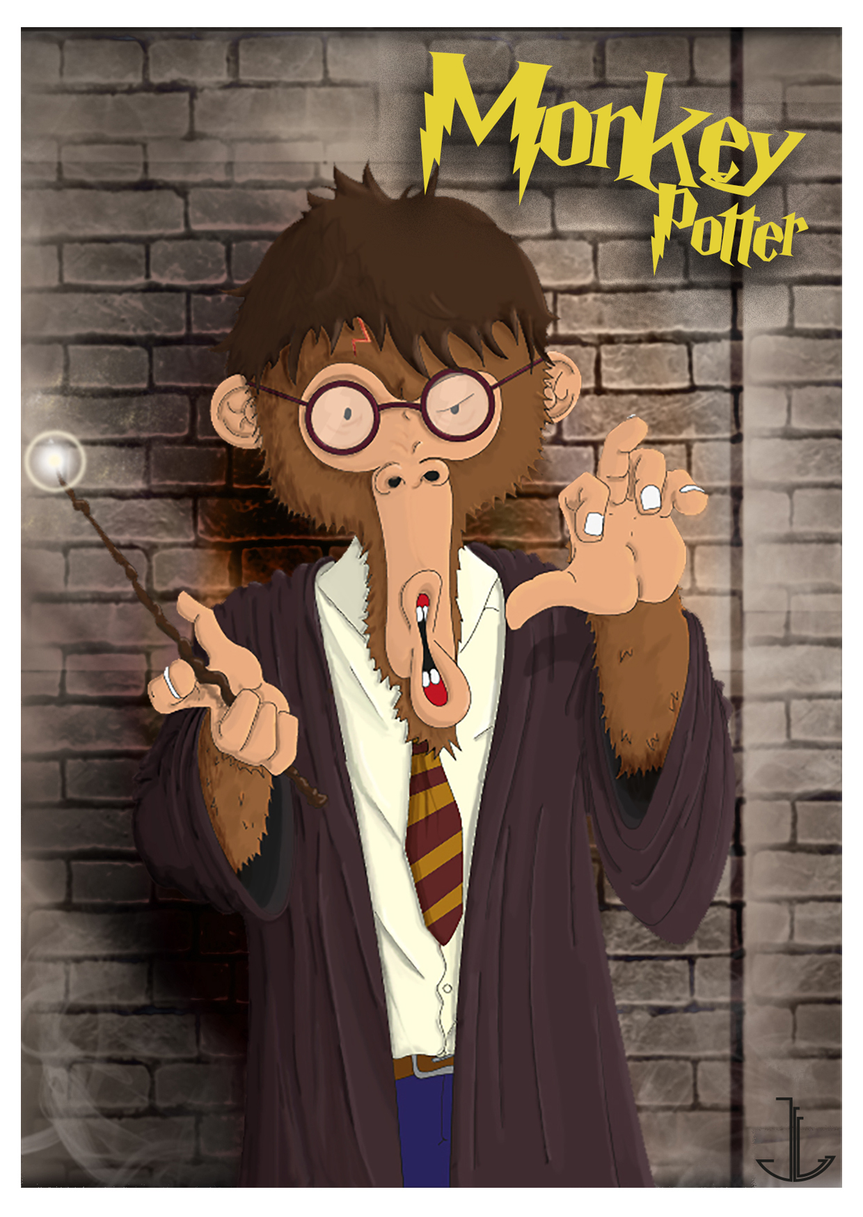 Carte postale : Monkey Potter (format A6)