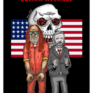 Carte postale : Freedom for Mumia and Assange (format A6)