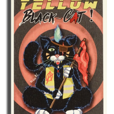 Carte postale (papier texturé) - Yellow Black Cat