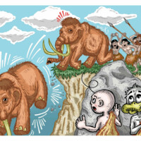 Carte postale A6 - La chasse aux mammouths