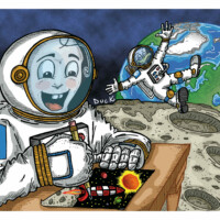 Carte postale A6 - Walking on the Moon